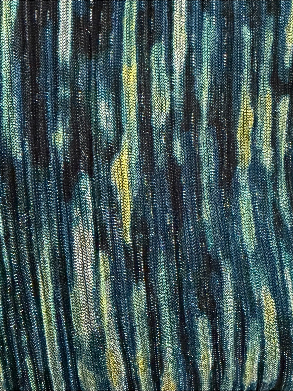 Chicos Womens Crinkle Shine Mock Neck Top Size XL Teal Yellow Long Sleeve Office - Picture 5 of 8